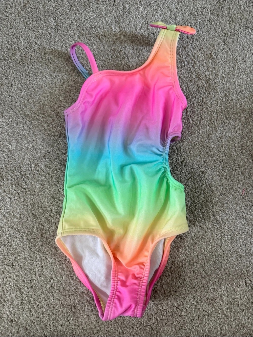 NWOT Girls 18 month One-Shoulder Rainbow Ombre Cutout Swimsuit